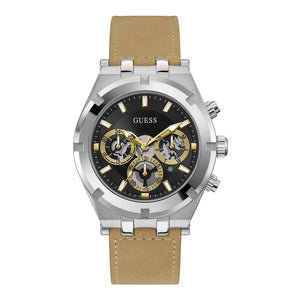 Guess Continental Multifunction Black Dial Brown Leather Strap Watch for Men - GW0262G1 Buy Now By Guess