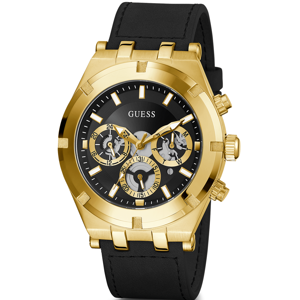 Guess Continental Black Dial Black Rubber Strap Watch for Men - GW0262G2 Buy Now By Guess