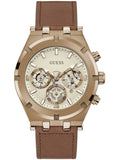 Guess Analog Multifunction White Dial Brown Leather Strap Watch for Men - GW0262G3 Buy Now By Guess