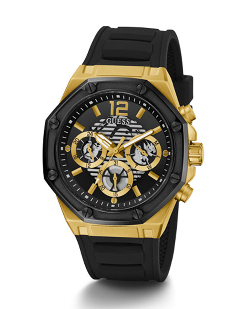 Guess Momentum Black Dial Black Rubber Strap Watch for Men - GW0263G1 Buy Now By Guess