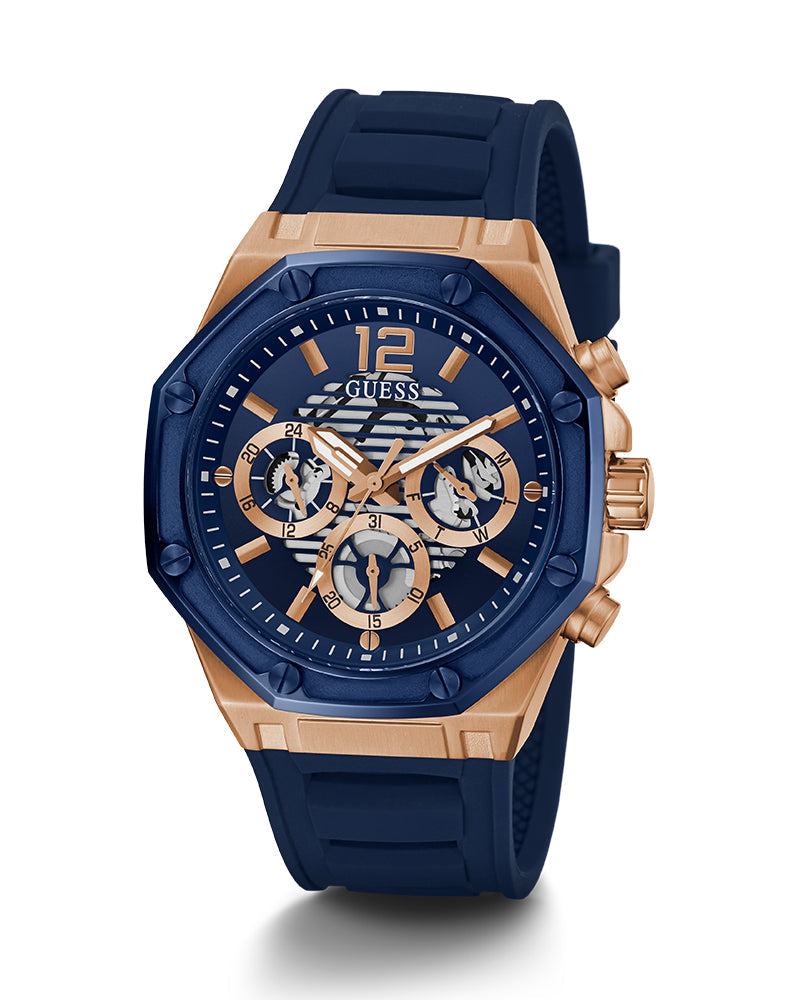 Guess Momentum Chronograph Blue Dial Blue Rubber Strap Watch for Men - GW0263G2 Buy Now By Guess