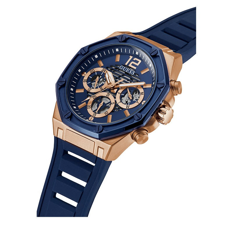 Guess Momentum Chronograph Blue Dial Blue Rubber Strap Watch for Men - GW0263G2 Buy Now By Guess