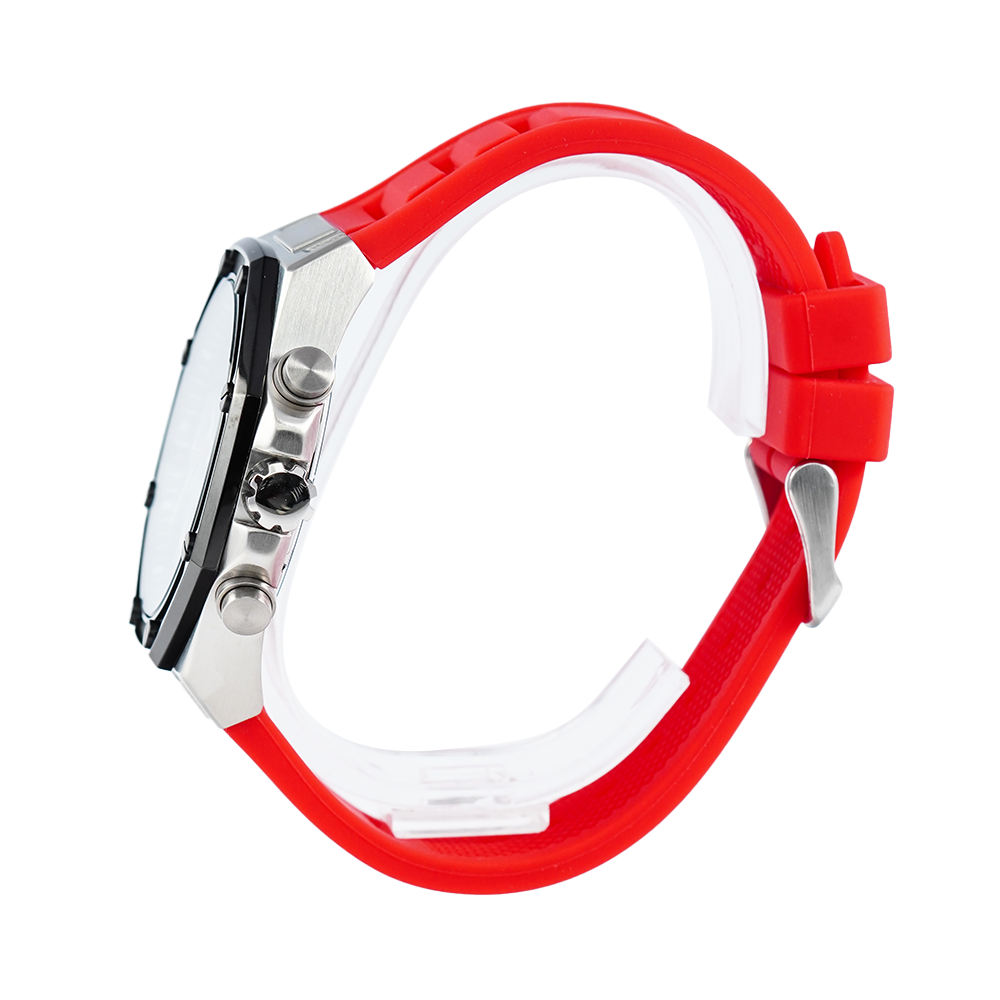 Guess Momentum Black Dial Red Rubber Strap Watch for Men - GW0263G3 Buy Now By Guess