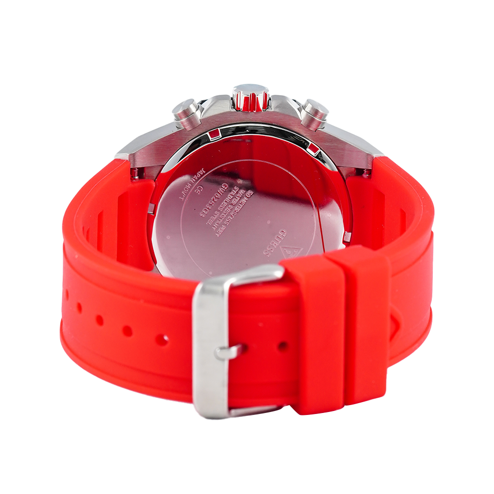 Guess Momentum Black Dial Red Rubber Strap Watch for Men - GW0263G3 Buy Now By Guess