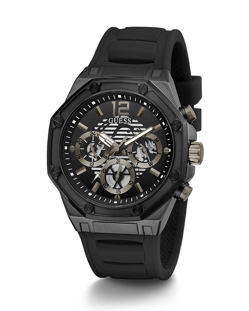 Guess Momentum Black Dial Black Rubber Strap Watch for Men - GW0263G4 Buy Now By Guess