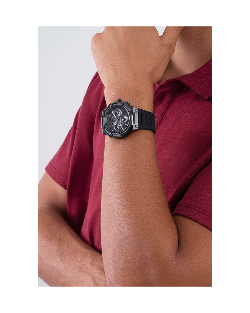 Guess Momentum Black Dial Black Rubber Strap Watch for Men - GW0263G4 Buy Now By Guess