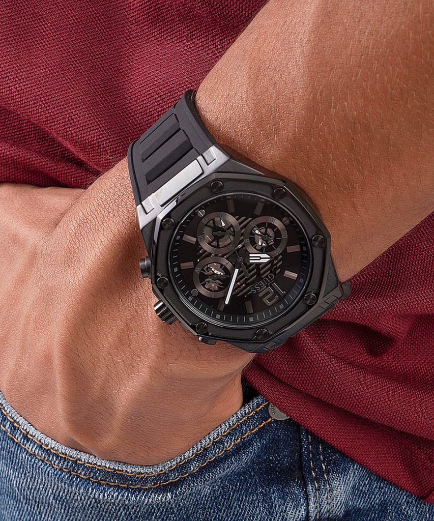 Guess Momentum Black Dial Black Rubber Strap Watch for Men - GW0263G4 Buy Now By Guess