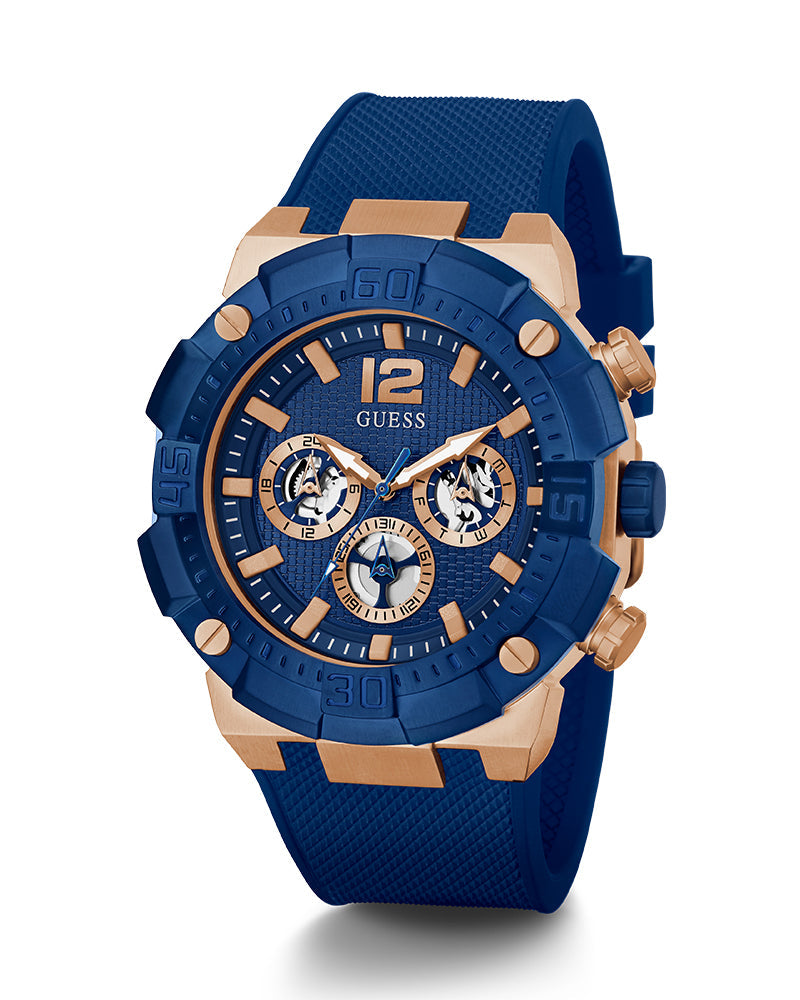 Guess Navigator Chronograph Blue Dial Blue Rubber Strap Watch for Men - GW0264G4 Buy Now By Guess
