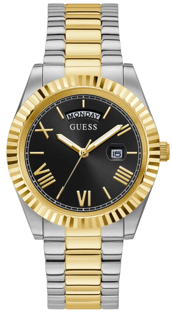 Guess Connoisseur Black Dial Two Tone Steel Strap Watch for Men - GW0265G5 Buy Now By Guess
