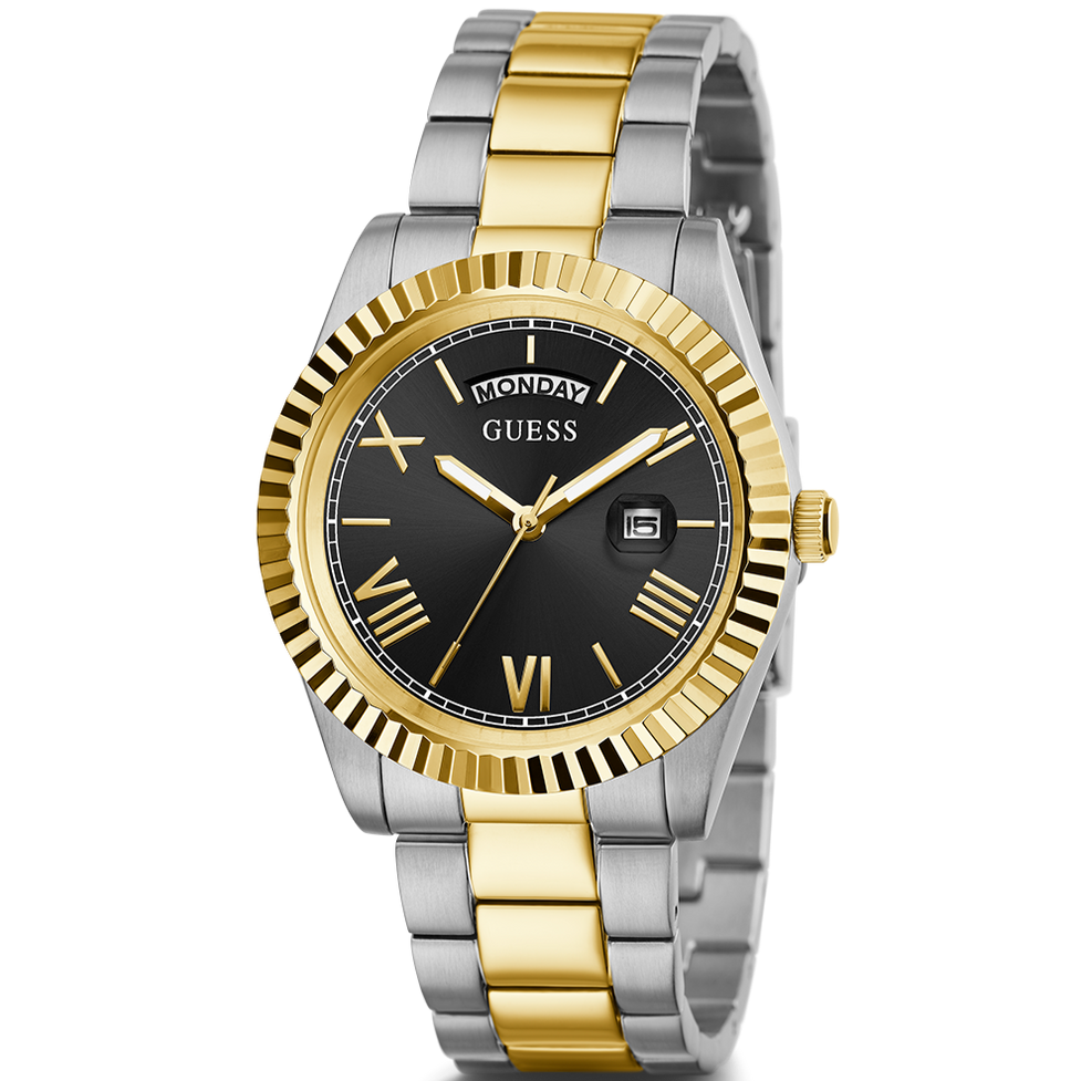 Guess Connoisseur Black Dial Two Tone Steel Strap Watch for Men - GW0265G5 Buy Now By Guess
