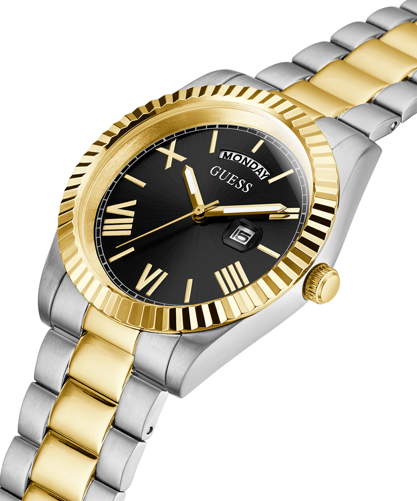 Guess Connoisseur Black Dial Two Tone Steel Strap Watch for Men - GW0265G5 Buy Now By Guess