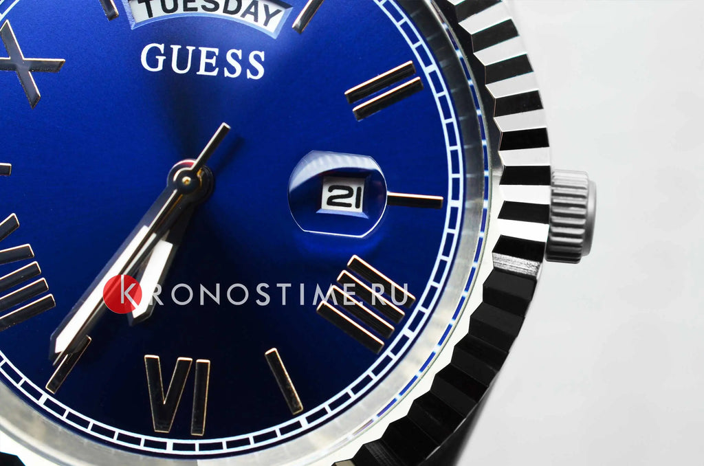 Guess Connoisseur Blue Dial Silver Steel Strap Watch for Men - GW0265G7 Buy Now By Guess