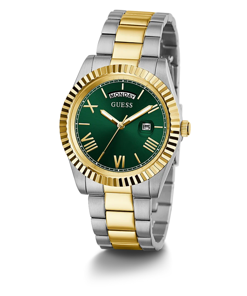 Guess Connoisseur Green Dial Two Tone Steel Strap Watch for Men - GW0265G8 Buy Now By Guess