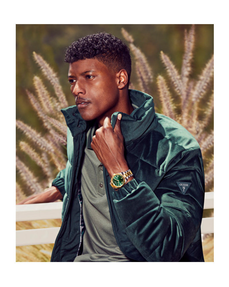 Guess Connoisseur Green Dial Two Tone Steel Strap Watch for Men - GW0265G8 Buy Now By Guess