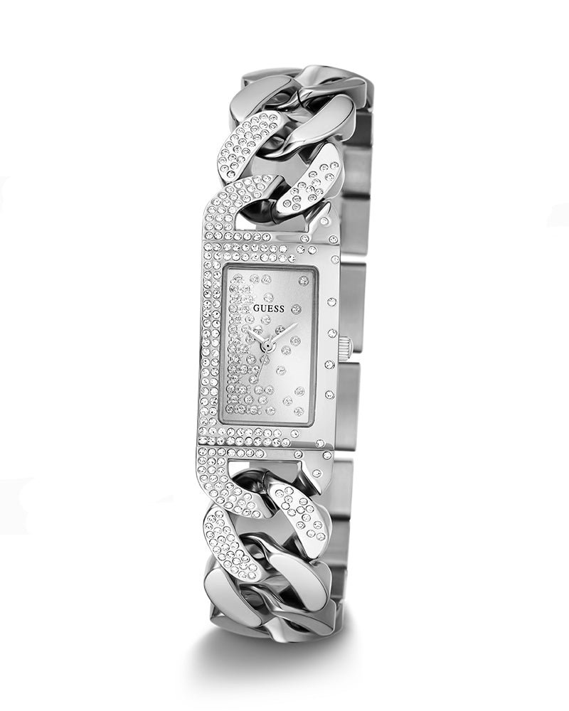 Guess MOD G Diamonds Silver Dial Silver Steel Strap Watch for Women - GW0294L1 Buy Now By Guess