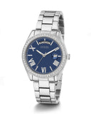 Guess Luna Diamonds Blue Dial Silver Steel Strap Watch for Women - GW0307L1 Buy Now By Guess