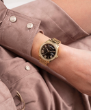 Guess Luna Diamonds Black Dial Gold Steel Strap Watch for Women - GW0307L2 Buy Now By Guess
