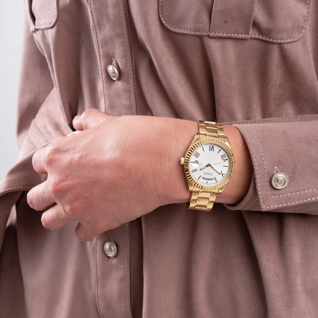 Guess Luna White Dial Gold Steel Strap Watch for Women - GW0308L2 Buy Now By Guess