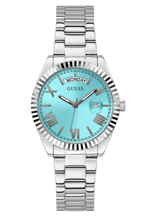 Guess Luna Quartz Blue Dial Silver Steel Strap Watch For Women - GW0308L4 Buy Now By Guess