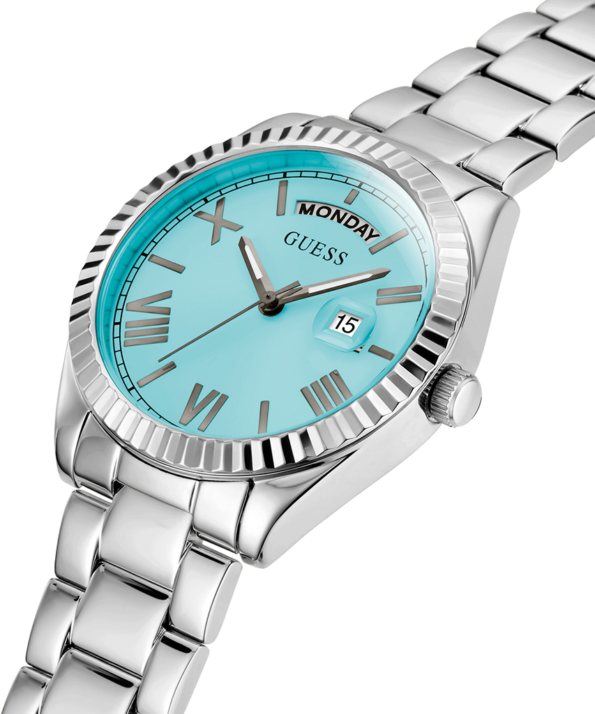 Guess Luna Quartz Blue Dial Silver Steel Strap Watch For Women - GW0308L4 Buy Now By Guess