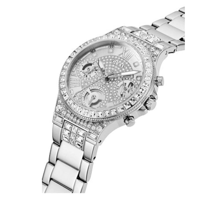 Guess Moonlight Multi Function Diamonds Silver Dial Silver Steel Strap Watch for Women - GW0320L1 Buy Now By Guess