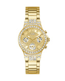Guess Moonlight Multi Function Diamonds Gold Dial Gold Steel Strap Watch for Women - GW0320L2 Buy Now By Guess