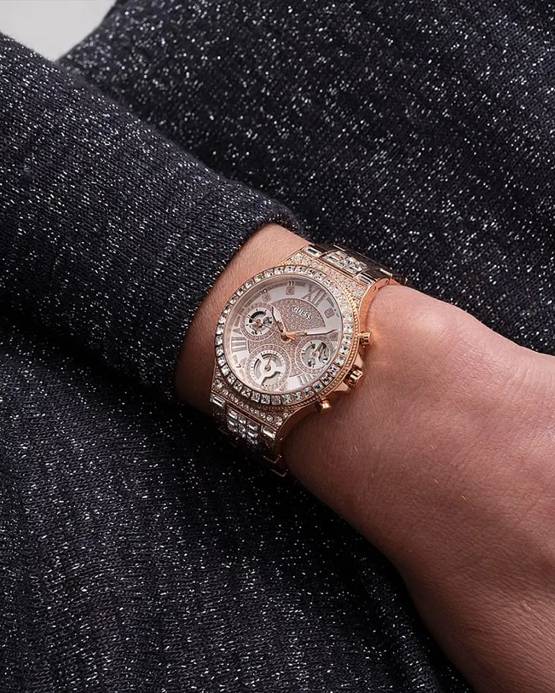 Guess Moonlight Diamonds Gold Dial Gold Steel Strap Watch for Women - GW0320L5 Buy Now By Guess