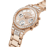 Guess Moonlight Multi Function Diamonds White Dial Rose Gold Steel Strap Watch for Women - GW0320L3 Buy Now By Guess