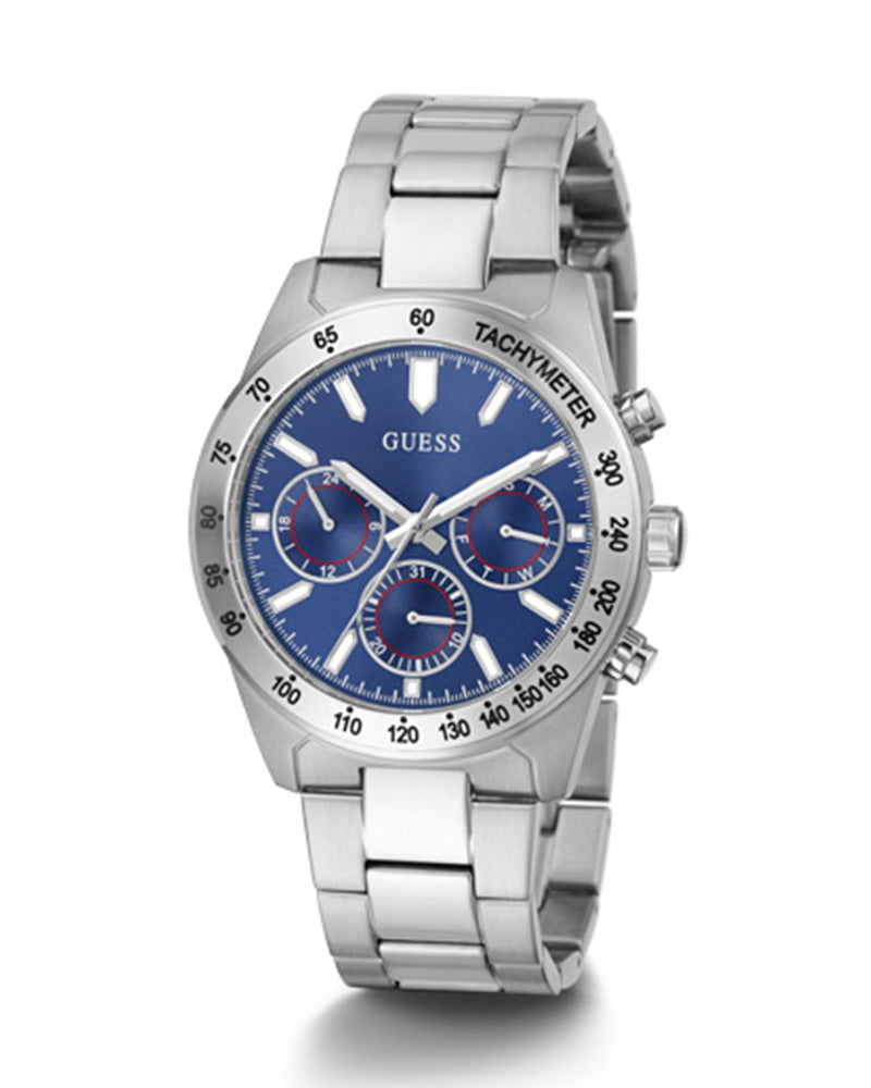 Guess Altitude Chronograph Blue Dial Silver Steel Strap Watch for Men - GW0329G1 Buy Now By Guess