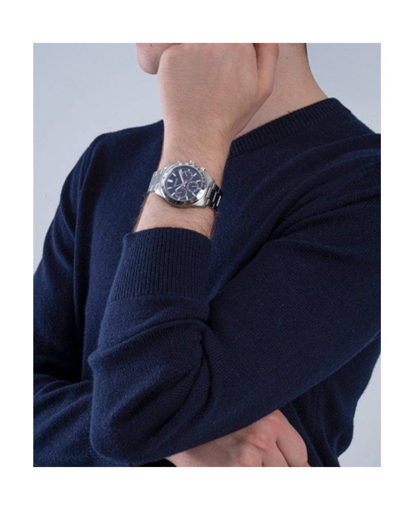 Guess Altitude Chronograph Blue Dial Silver Steel Strap Watch for Men - GW0329G1 Buy Now By Guess