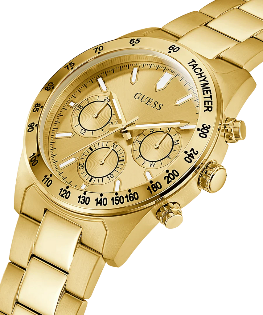 Guess Analog Chronograph Gold Dial Gold Steel Strap Watch for Men - GW0329G3 Buy Now By Guess