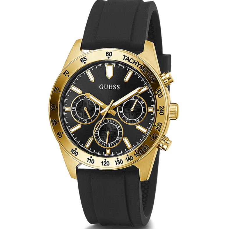 Guess Sport Multifunctional Black Dial Black Rubber Strap Watch for Men - GW0332G2 Buy Now By Guess
