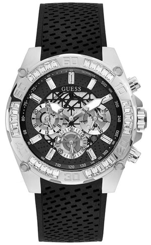 Guess Trophy Multifunction Black Dial Black Rubber Strap Watch for Men - GW0333G1 Buy Now By Guess