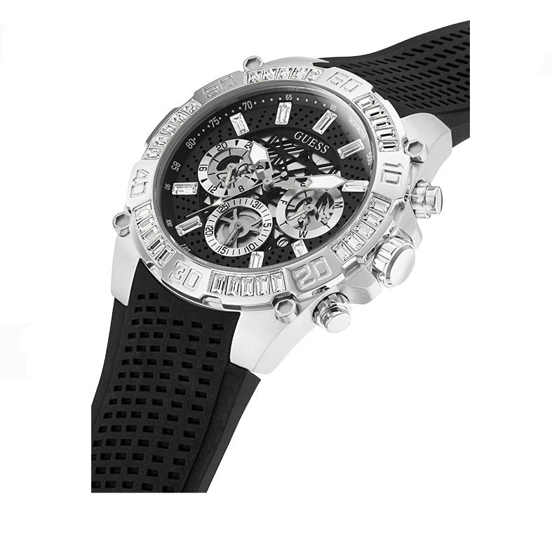 Guess Trophy Multifunction Black Dial Black Rubber Strap Watch for Men - GW0333G1 Buy Now By Guess