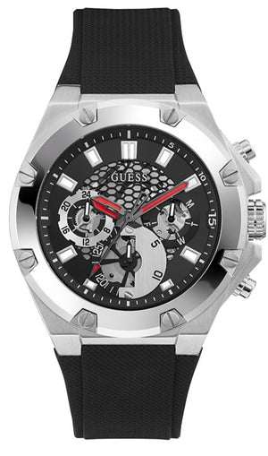Guess Third Grear Multi Function Black Dial Black Rubber Strap Watch for Men- GW0334G1 Buy Now By Guess