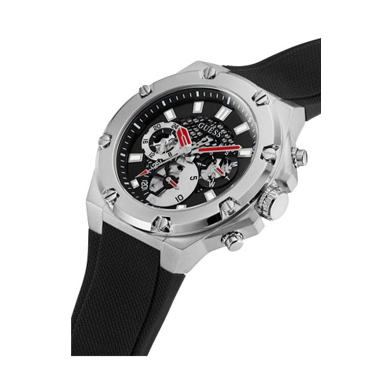 Guess Third Grear Multi Function Black Dial Black Rubber Strap Watch for Men- GW0334G1 Buy Now By Guess