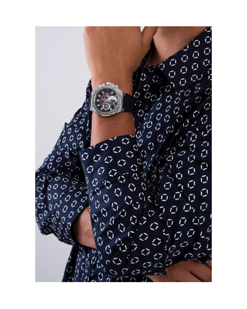 Guess Third Grear Multi Function Black Dial Black Rubber Strap Watch for Men- GW0334G1 Buy Now By Guess