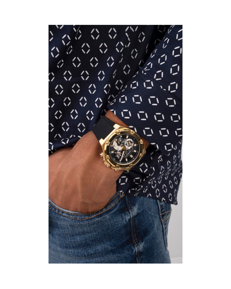 Guess Third Gear Multifunction Black Dial Black Rubber Strap Watch for Men - GW0334G2 Buy Now By Guess