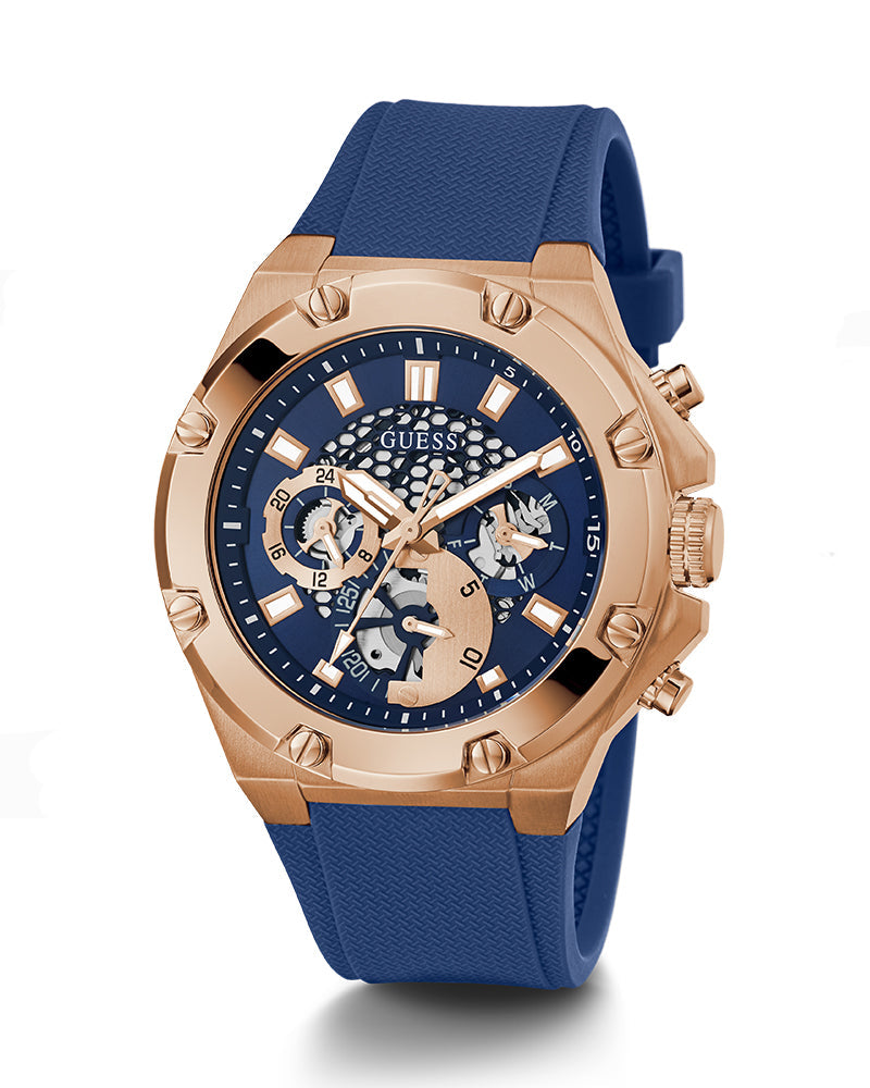 Guess Third Gear Analog Blue Dial Blue Rubber Strap Watch for Men - GW0334G3 Buy Now By Guess