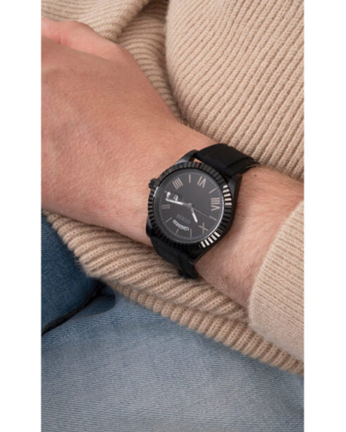 Guess Connoisseur Black Dial Black Leather Strap Watch For Men - GW0353G1 Buy Now By Guess