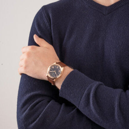 Guess Connoisseur Blue Dial Brown Leather Strap Watch For Men - GW0353G2 Buy Now By Guess