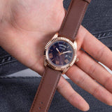Guess Connoisseur Blue Dial Brown Leather Strap Watch For Men - GW0353G2 Buy Now By Guess
