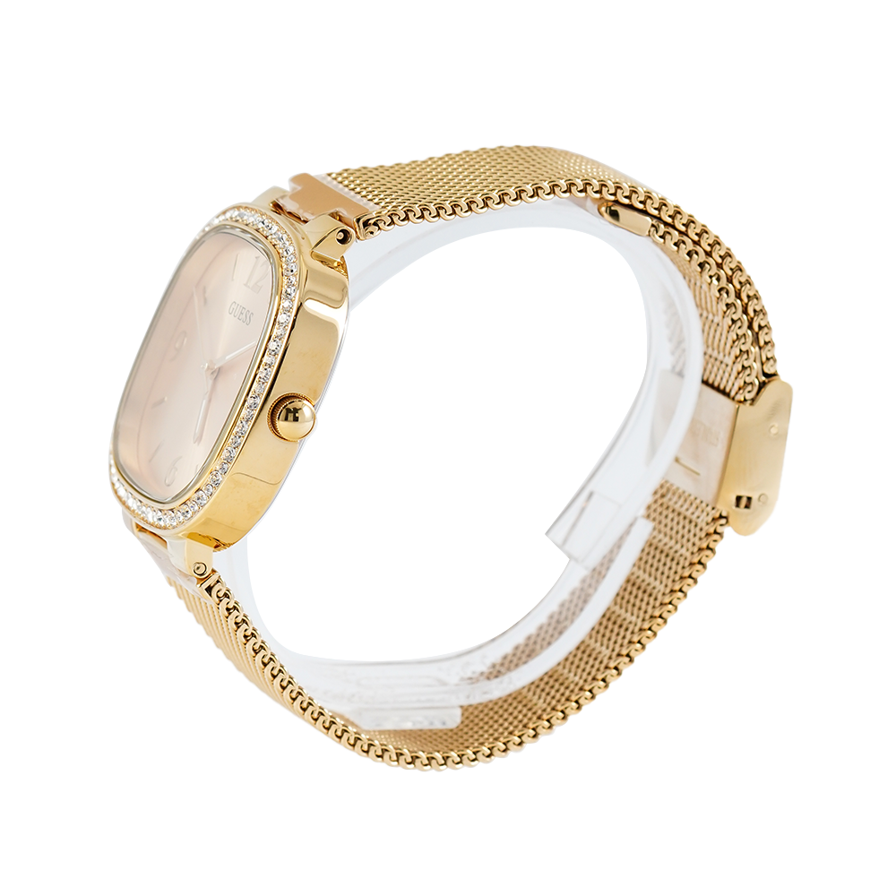 Guess Tapestry Diamonds Gold Dial Gold Mesh Bracelet Watch for Women - GW0354L2 Buy Now By Guess
