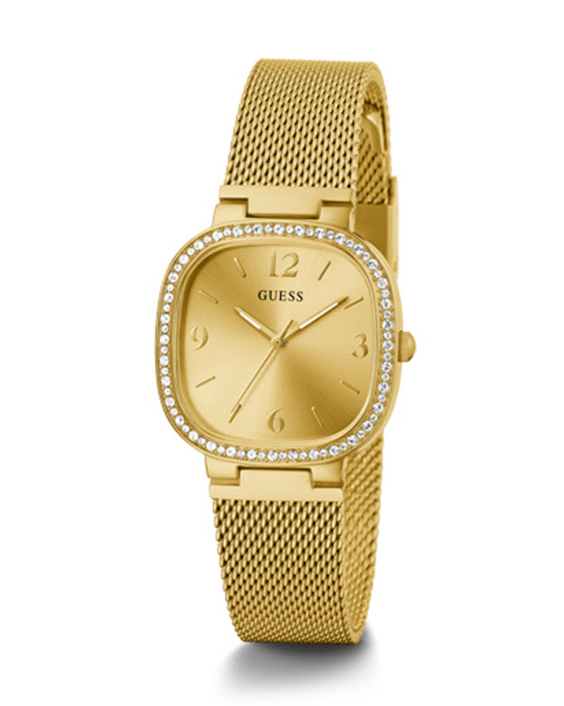 Guess Tapestry Diamonds Gold Dial Gold Mesh Bracelet Watch for Women - GW0354L2 Buy Now By Guess