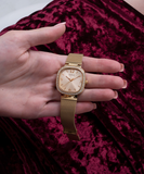 Guess Tapestry Diamonds Gold Dial Gold Mesh Bracelet Watch for Women - GW0354L2 Buy Now By Guess