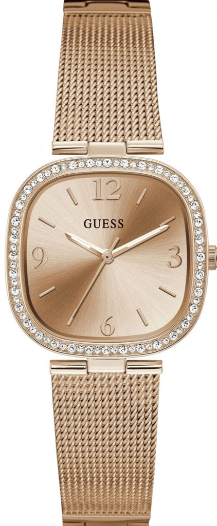 Guess Tapestry Diamonds Rose Gold Dial Rose Gold Mesh Bracelet Watch for Women - GW0354L3 Buy Now By Guess