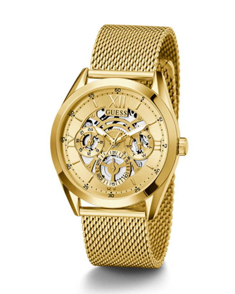 Guess Tailor Multifunction Gold Dial Gold Mesh Bracelet Watch for Men - GW0368G2 Buy Now By Guess