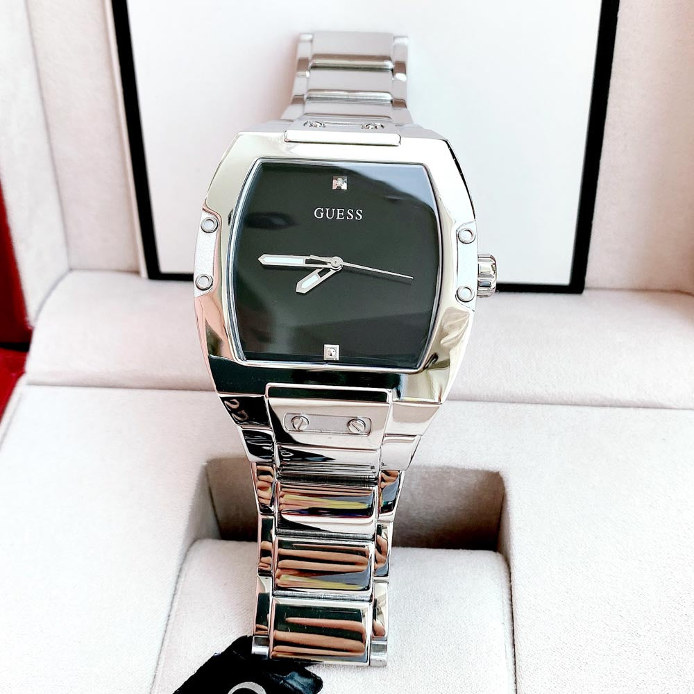 Guess Phoenix Black Dial Silver Steel Strap Watch for Men - GW0387G1 Buy Now By Guess