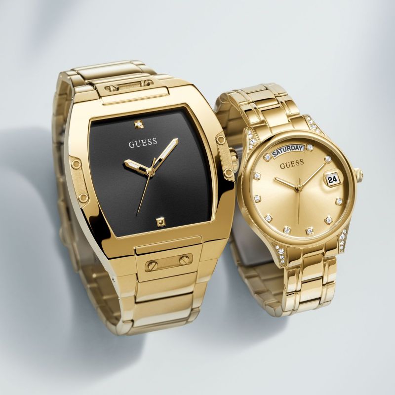 Guess Phoenix Black Dial Gold Steel Strap Watch for Men - GW0387G2 Buy Now By Guess