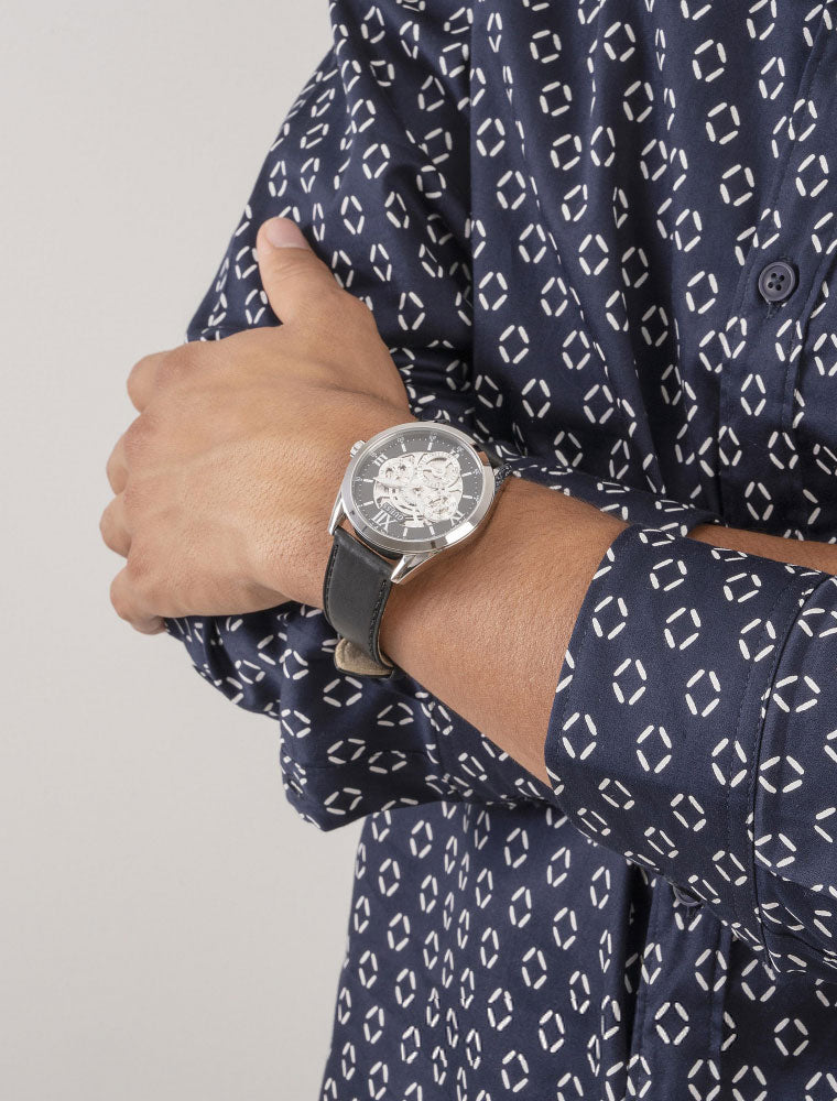 Guess Analog Quartz Black Dial Black Leather Strap Watch For Men - GW0389G4 Buy Now By Guess